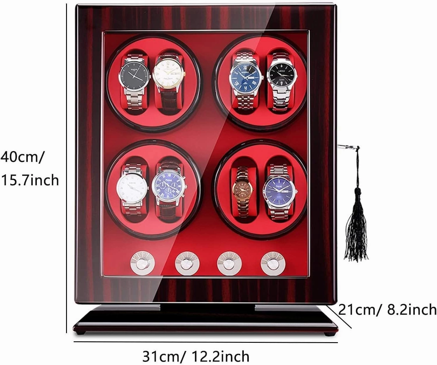 Automatic Watch Winder,Wooden 8 Watch Winder Box 5 Rotation Mode Wood Shell Piano Paint Exterior Quiet Motor Accessories