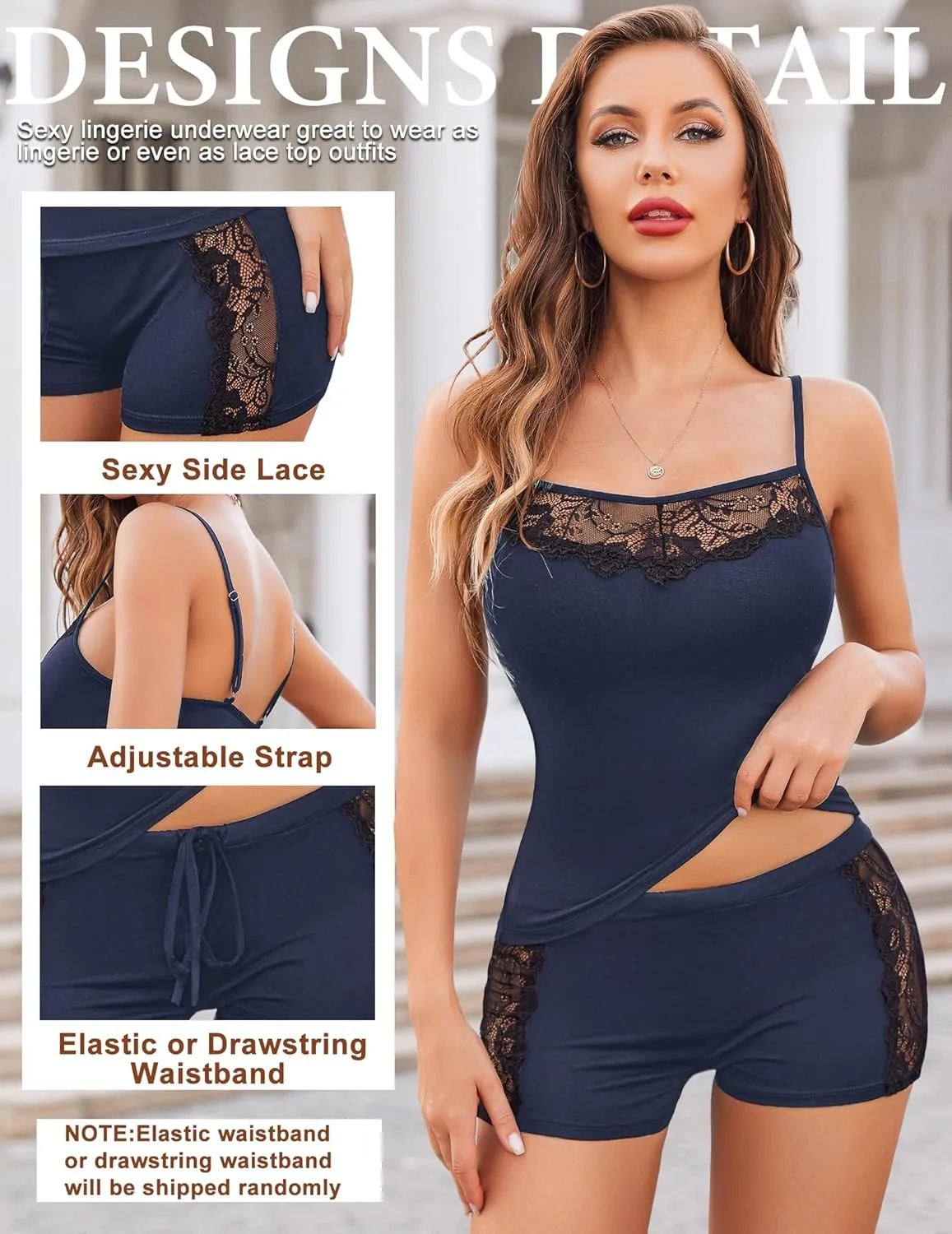 Avidlove Women Sleepwear Lace Pajamas Set Shorts Nightwear Camisole Short Sets