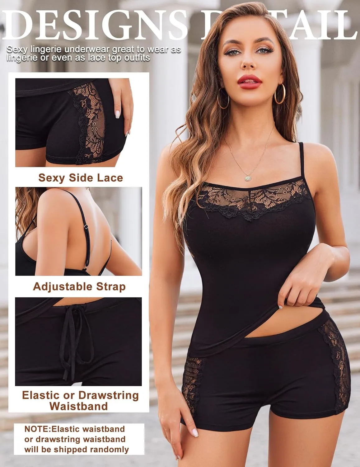Avidlove Women Sleepwear Lace Pajamas Set Shorts Nightwear Camisole Short Sets