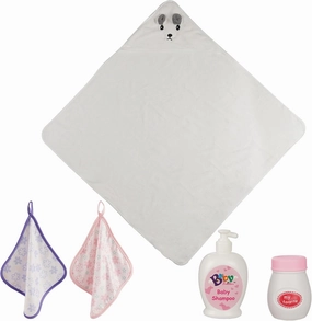 BABESIDE 5 Pcs Reborn Baby Doll Accessories and Doll Bath Set for 20-24 Inch Dolls, Reborn Doll Wrap Towel with Hand Towel and Toy Bath Fits Set for Lifelike Dolls White(Dolls not Included)