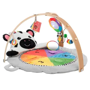 Baby Einstein Zen's Activity Milestones Plush Gym with Wooden Bar, for Infant to Toddler, 0-12 Months, Machine Washable