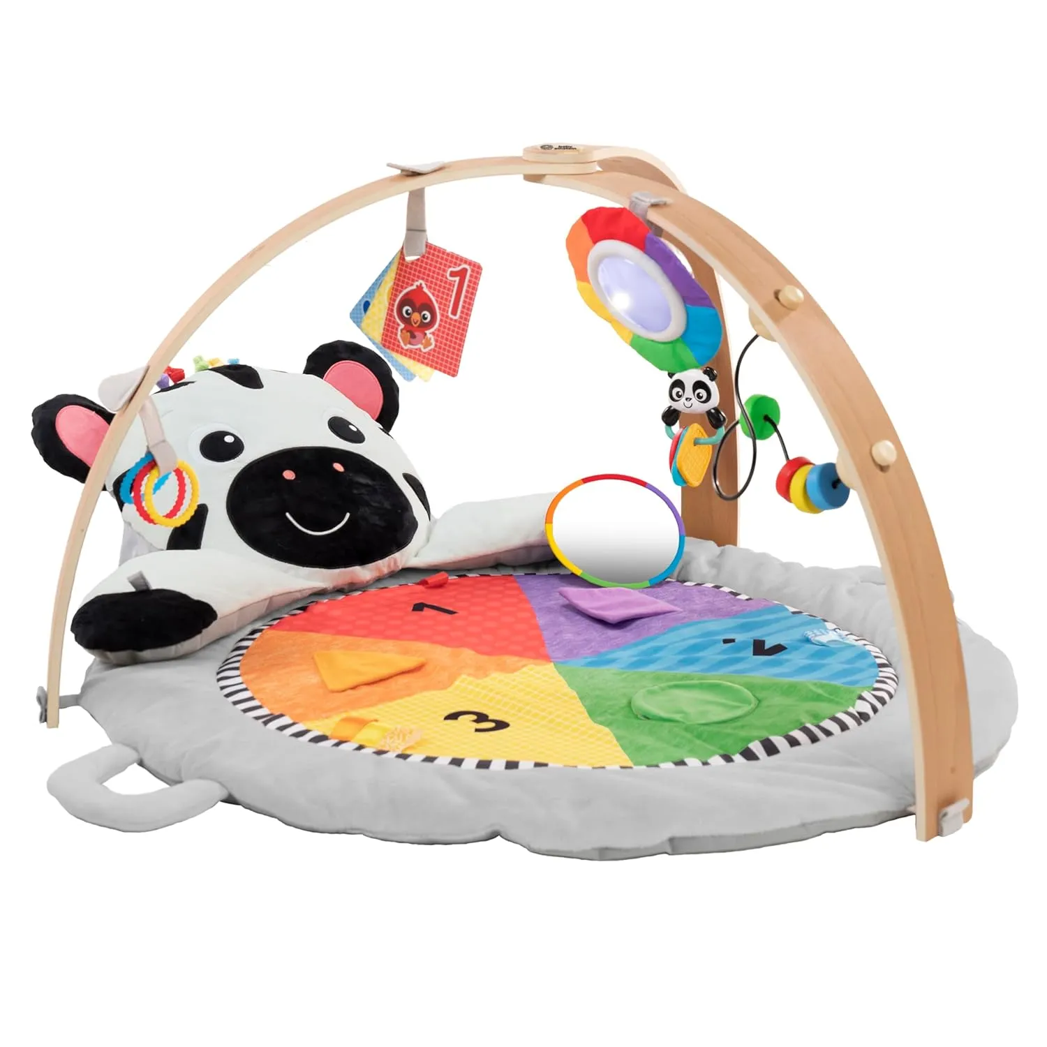 Baby Einstein Zen's Activity Milestones Plush Gym with Wooden Bar, for Infant to Toddler, 0-12 Months, Machine Washable