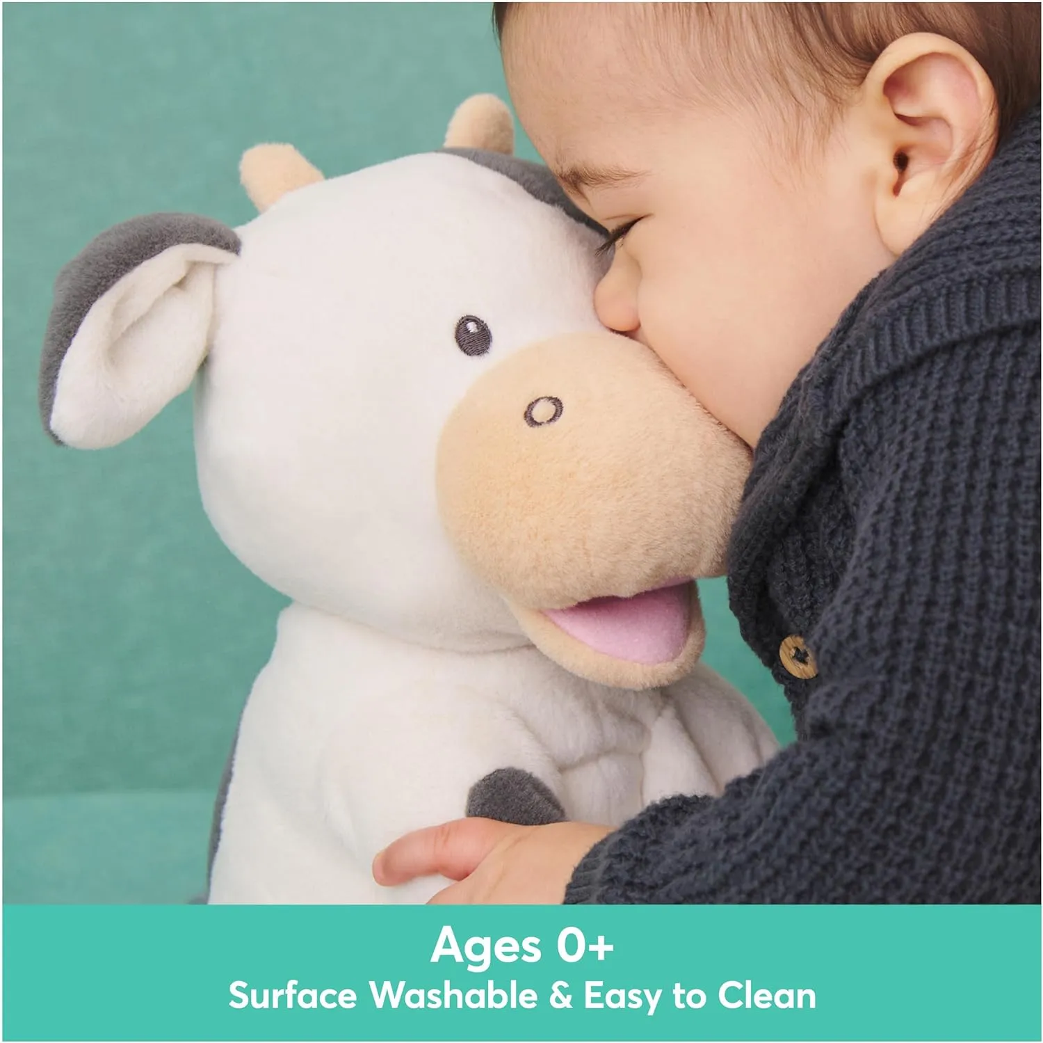 Baby GUND Buttermilk the Cow Animated Plush, Singing Stuffed Animal Sensory Toy, Sings Old MacDonald and Teaches Animal Sounds, Cream/Grey, 12”
