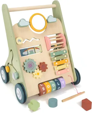 Baby Push Walker, Wooden Baby Walker with Wheels, Montessori Push Walker for Babies 6-12 Months, Push Walking Toys for Boys&Girls 1 Year Old, Gifts for Toddler