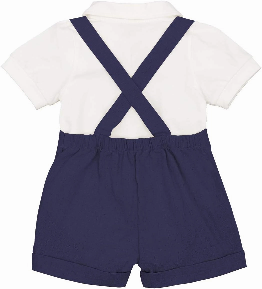 Baby Boy Baptism Christening Outfit Bowtie Dress Shirt Suspenders Shorts Summer Wedding Party Formal Ring Bearer Suits