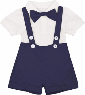 Baby Boy Baptism Christening Outfit Bowtie Dress Shirt Suspenders Shorts Summer Wedding Party Formal Ring Bearer Suits