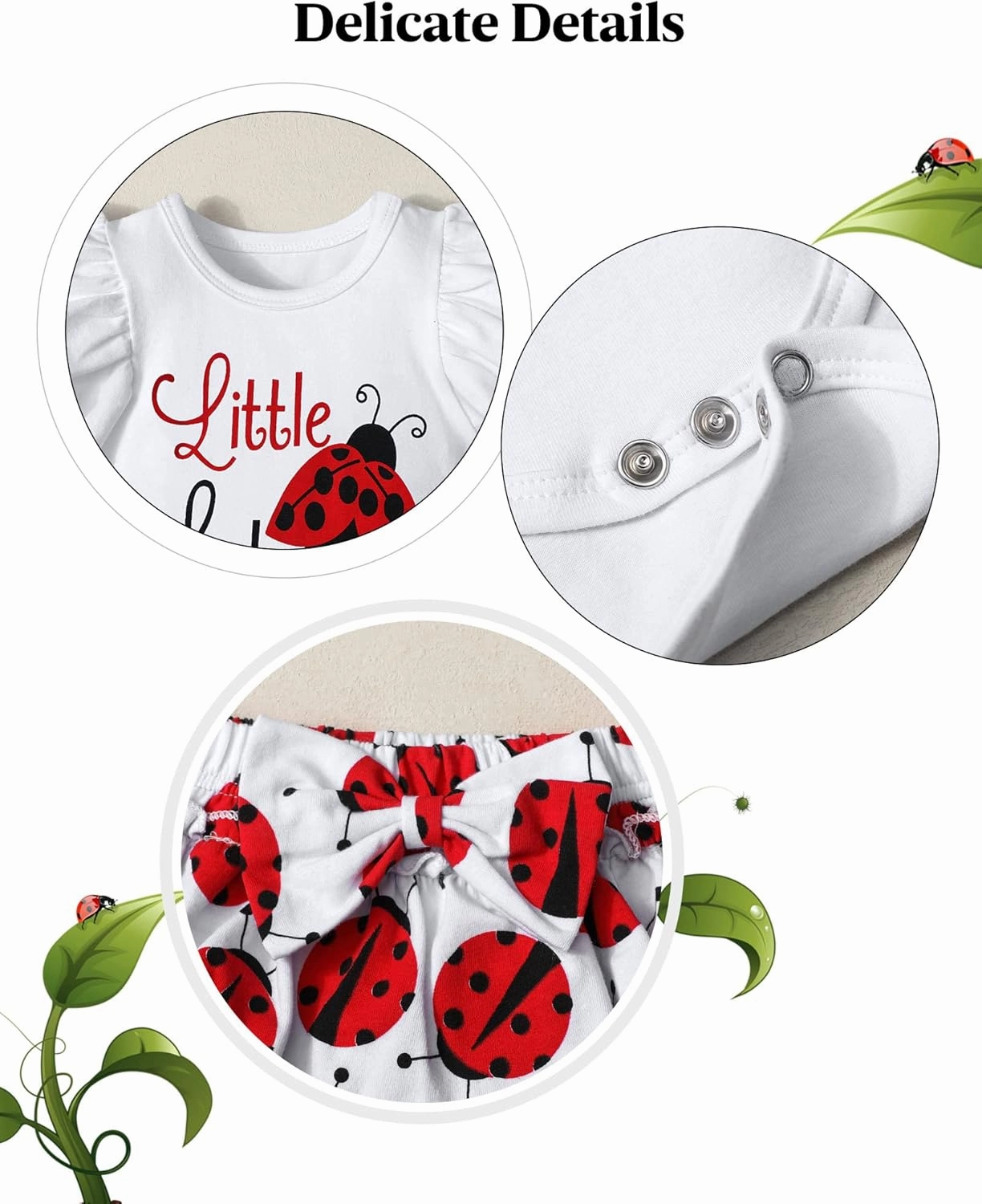 Baby Girl Clothes,Girl Summer Outfit Romper Sets Ruffle Short Sleeve Top Shorts  Bow Hairband 3Pcs Set