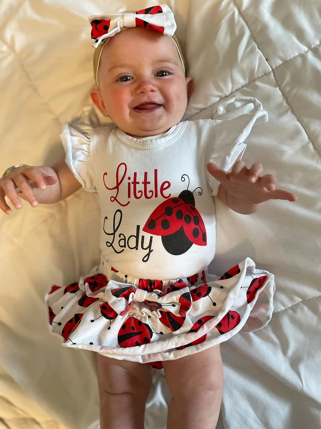 Baby Girl Clothes,Girl Summer Outfit Romper Sets Ruffle Short Sleeve Top Shorts  Bow Hairband 3Pcs Set