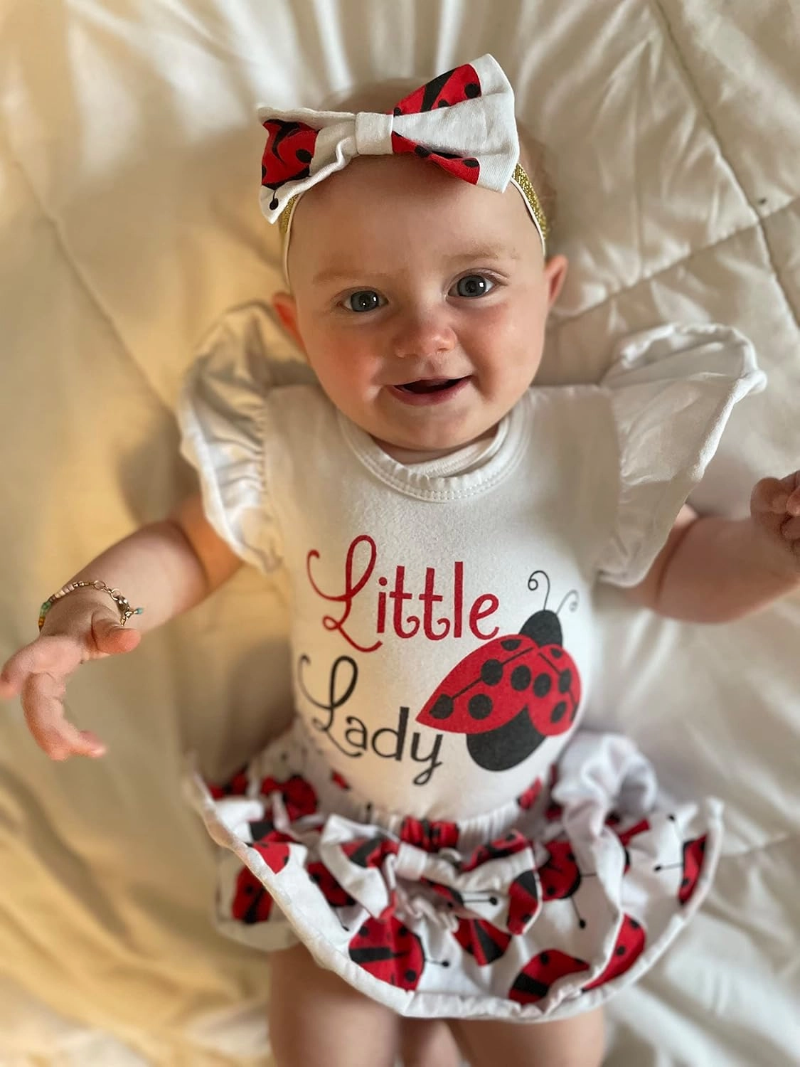 Baby Girl Clothes,Girl Summer Outfit Romper Sets Ruffle Short Sleeve Top Shorts  Bow Hairband 3Pcs Set