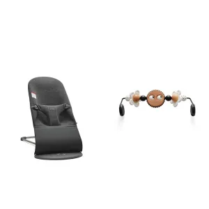 BabyBjörn Bouncer Bliss, 3D Jersey, Charcoal Gray & Toy for Bouncer, Googly Eyes Black & White