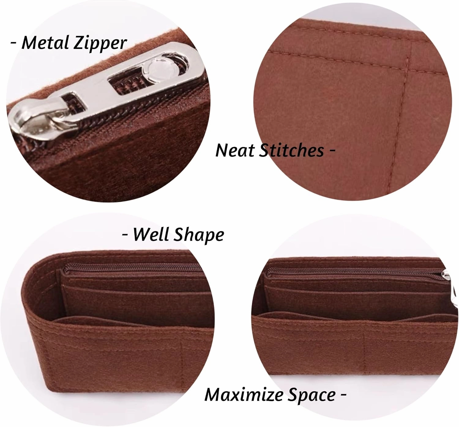 Bag Organizer for YSL Toy Shopping Bag (25L x 28H x 8D cm)|Handmade Custom Bag Insert|2mm Felt Bag Liner|Women Handbag Shaper (Brown, Style A: Exposure)
