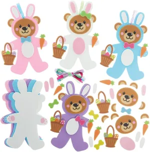 Baker Ross FX503 Easter Bunny Teddy Bear Mix and Match Decoration Kits - Pack of 8, Kids Foam Easter Craft Decoration