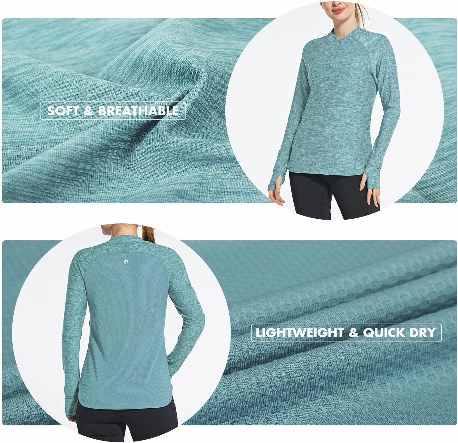 baleaf Women's Long Sleeve Running Shirts Quick Dry Lightweight Pullover Workout Tops Athletic T-Shirts Moisture Wicking