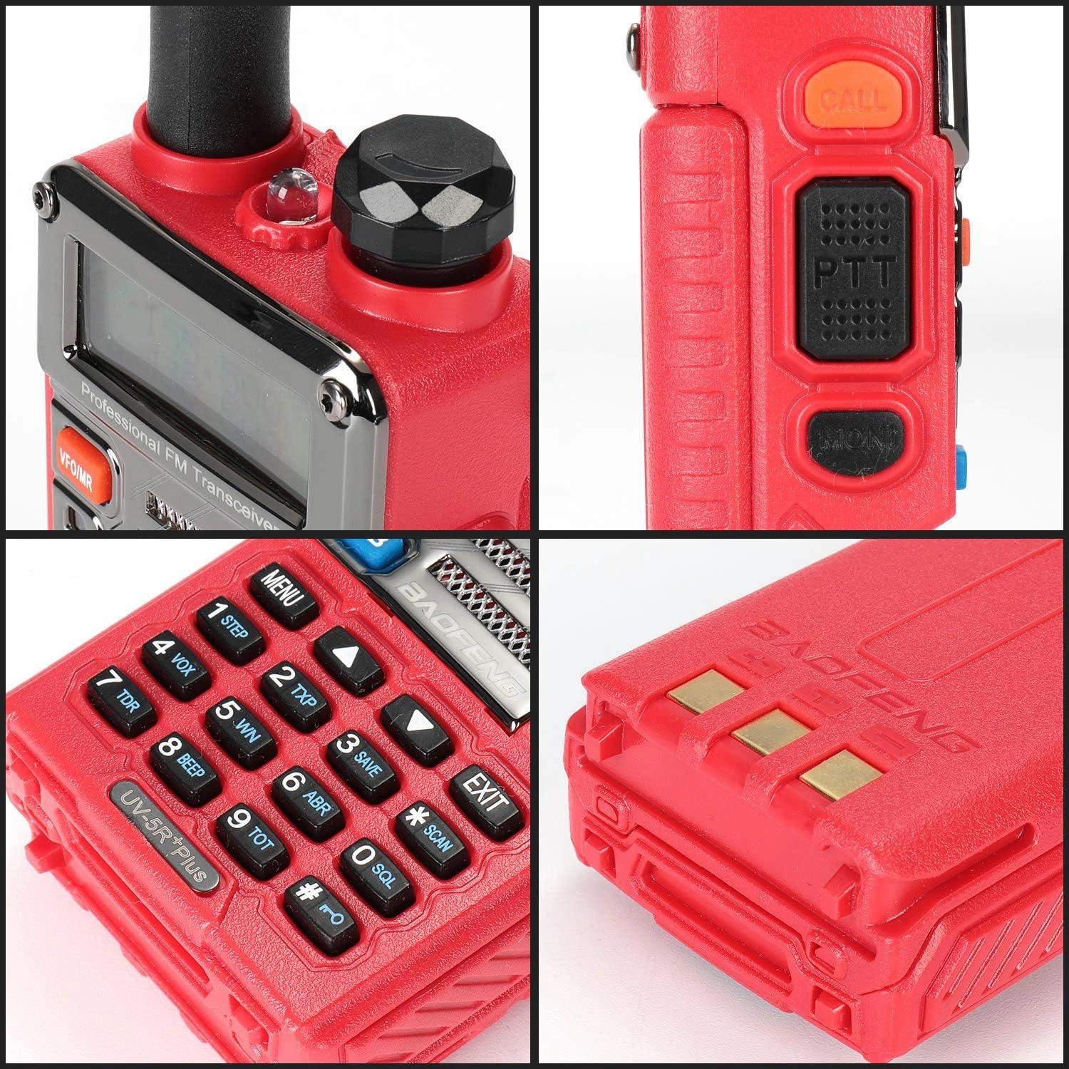 BAOFENG UV-5R  Plus Two Way Radio, Long Range for Adults Rechargeable with Earpiece, Walkie Talkie for Outdoors, 144-148 420-450MHz, Qualette Series, Flame Red
