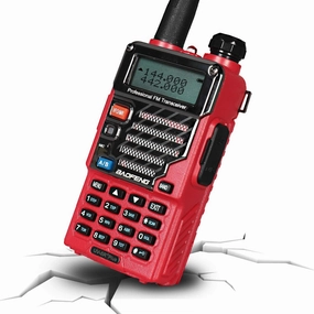 BAOFENG UV-5R  Plus Two Way Radio, Long Range for Adults Rechargeable with Earpiece, Walkie Talkie for Outdoors, 144-148 420-450MHz, Qualette Series, Flame Red