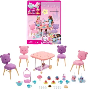 Barbie Tea Party Playset for Preschoolers, My First Barbie Tea Party Playset and Accessories, Preschool Toys and Gifts, Tea Party with 18 Storytelling Pieces, Two Plush Items, from 3 Years, HMM65
