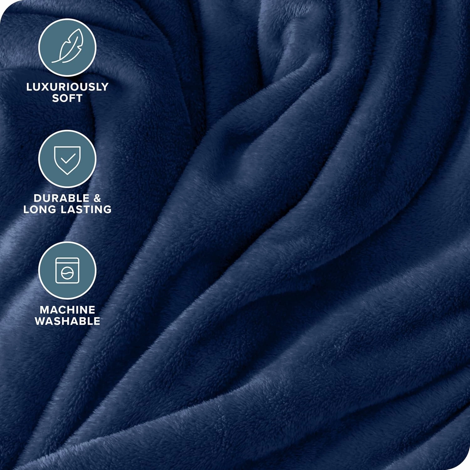 Bare Home Fleece Blanket - Extra Long - Dark Blue - Throw for Bed, Sofa, Couch, Movie Night, Camping, and Travel - Microplush - Cabin Blanket (Twin/Twin XL, Dark Blue)
