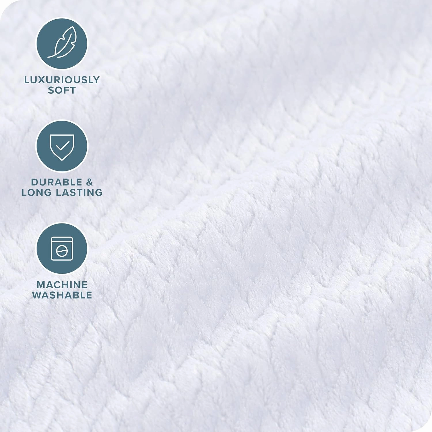 Bare Home Textured Fleece Microplush Blanket - Extra Long - Lightweight Throw for Bed, Sofa, Couch, Movie Night, Camping, and Travel - Ultra Soft Warm Blanket (Twin/Twin XL, Chevron White)