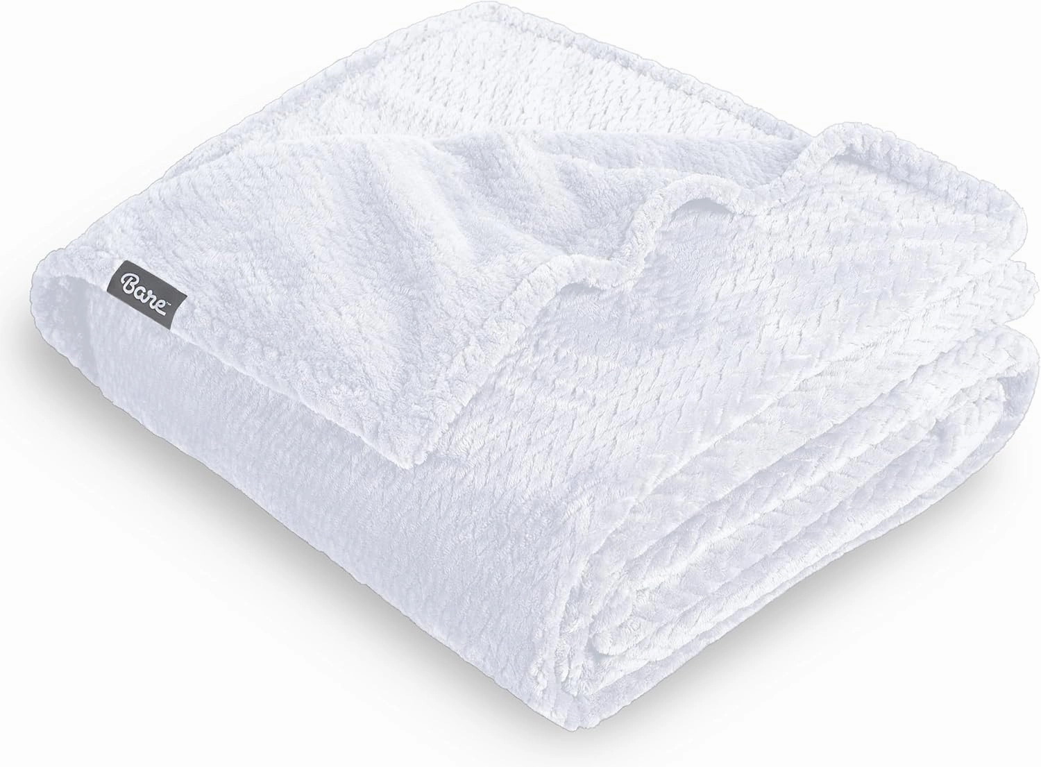 Bare Home Textured Fleece Microplush Blanket - Extra Long - Lightweight Throw for Bed, Sofa, Couch, Movie Night, Camping, and Travel - Ultra Soft Warm Blanket (Twin/Twin XL, Chevron White)
