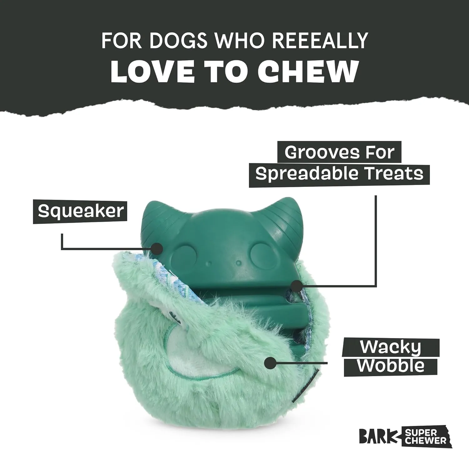 Barkbox Aurora Beast Super Chewer Dog Toy for Aggressive Chewers, Durable Natural Rubber with Soft Exterior Built for Tough Play and Long-Lasting Fun