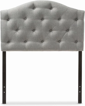 Baxton Studio Myra Modern and Contemporary Fabric Upholstered Button-Tufted Scalloped Headboard Grey/Twin