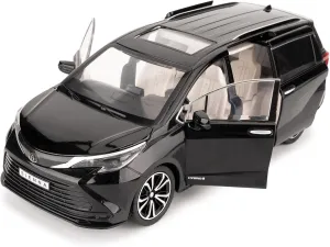 BDTCTK 1:24 Compatible for Sienna Car Model, Pull Back Diecast Toy Car with Sounds＆Lights for Kids Boys Girls and Adults, Gift Black.