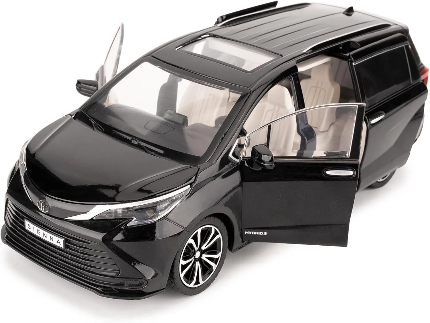 BDTCTK 1:24 Compatible for Sienna Car Model, Pull Back Diecast Toy Car with Sounds＆Lights for Kids Boys Girls and Adults, Gift Black.