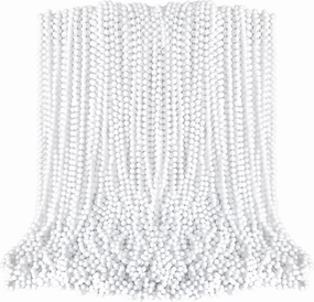 Beaded Necklace, 100PCS White Mardi Gras Beads Stuff Party Favors, 33" Holiday Toy Costume Bulk, Festival Parade Throw Accessories for Wedding Birthday Celebrations Decoration
