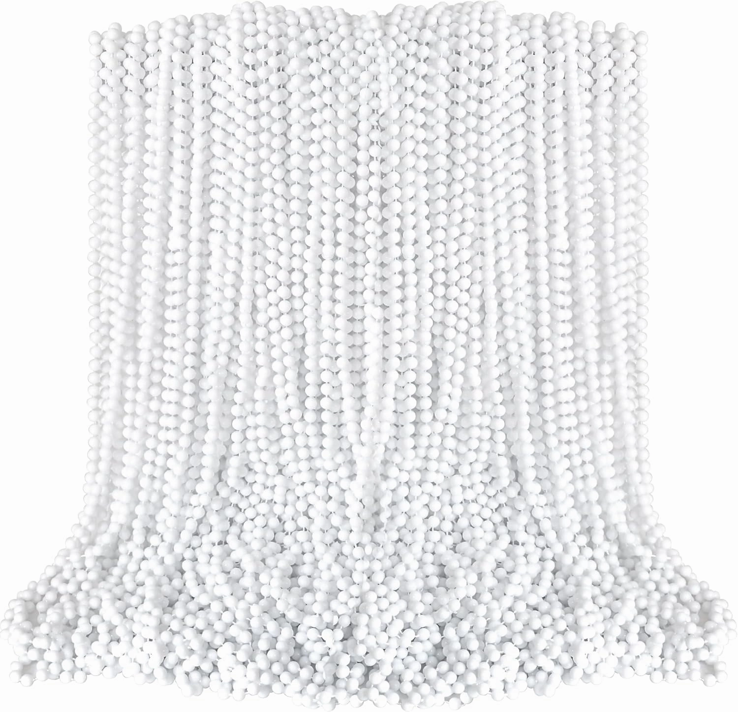 Beaded Necklace, 100PCS White Mardi Gras Beads Stuff Party Favors, 33" Holiday Toy Costume Bulk, Festival Parade Throw Accessories for Wedding Birthday Celebrations Decoration