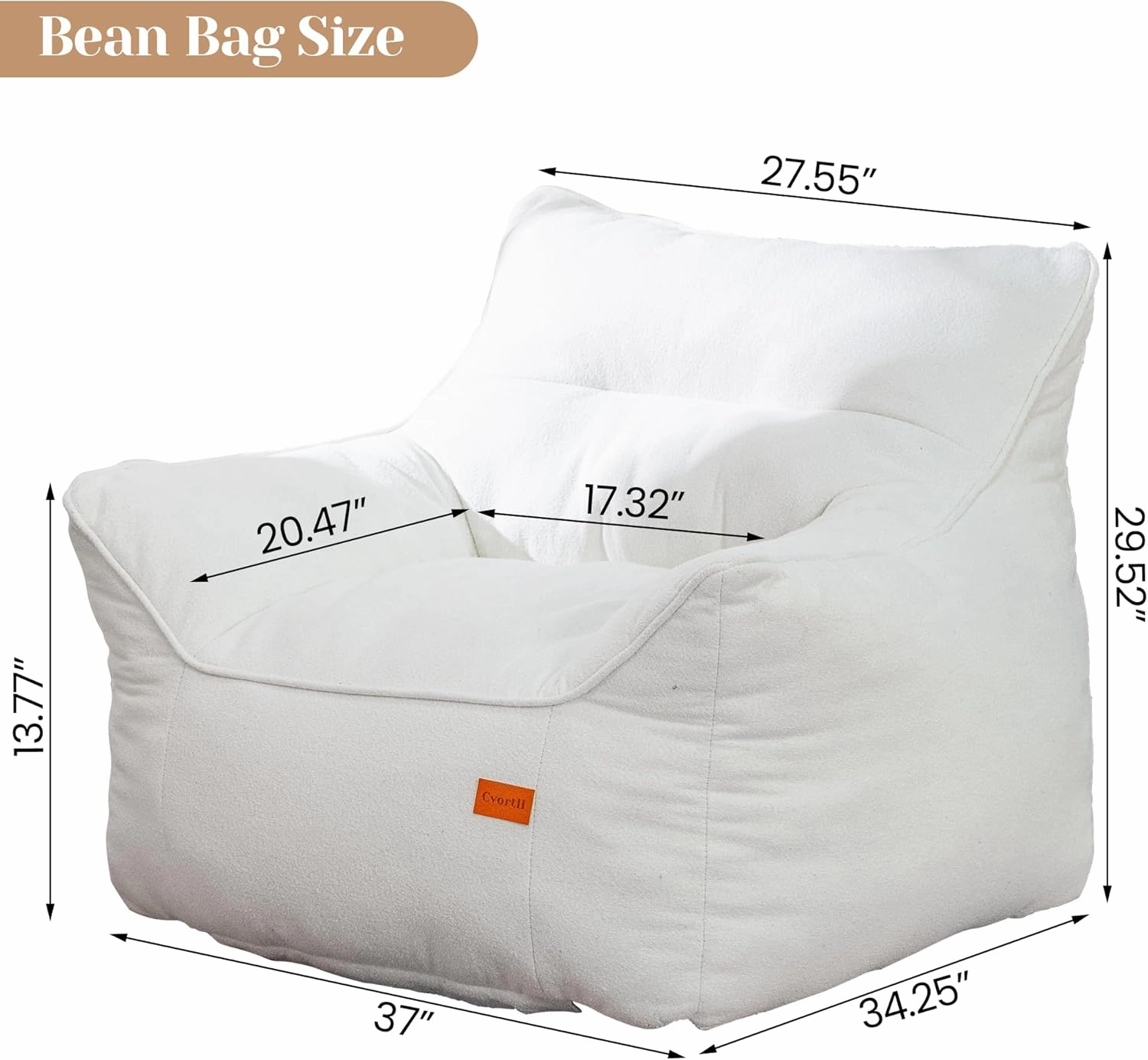 Bean Bag Chair with Filler, Bean Bag Sofa Chair with Tufted Soft Armrests Plush Lazy Sofa Comfy Chair,Large BeanBag Chair for Adults in Livingroom, Bedroom