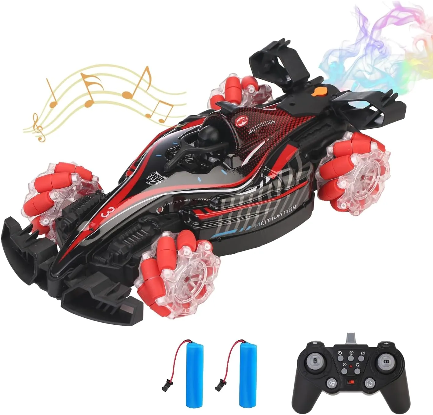 BEANGEL Racing F1 RC Car Scale Remote Control Kids Stunt 2.4GHz Drift 4WD 360° Rotation Suitable for Children with Lights Music and Spray