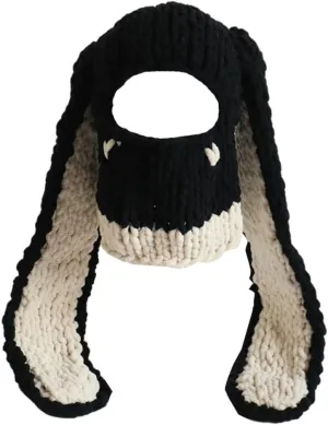Beanie Hats for Women Cute Bunny Solid Color Knit Winter Cap Rabbit Knit Msk Holloween Cosplay Hat Warm Skull Cap