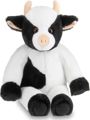 Bearington Cowlin The Cow Plush Toy: 15” Tall Friendly Stuffed Farm Animal, Black and White with Velour Faux-Fur and Soft Horns; Surface Washable - for Boys, Girls, Animal Lovers of All Ages