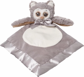Bearington Baby Lil’ Owlie Snuggler, 15 Inch Gray Owl Plush Stuffed Animal Security Blanket Lovey for Babies