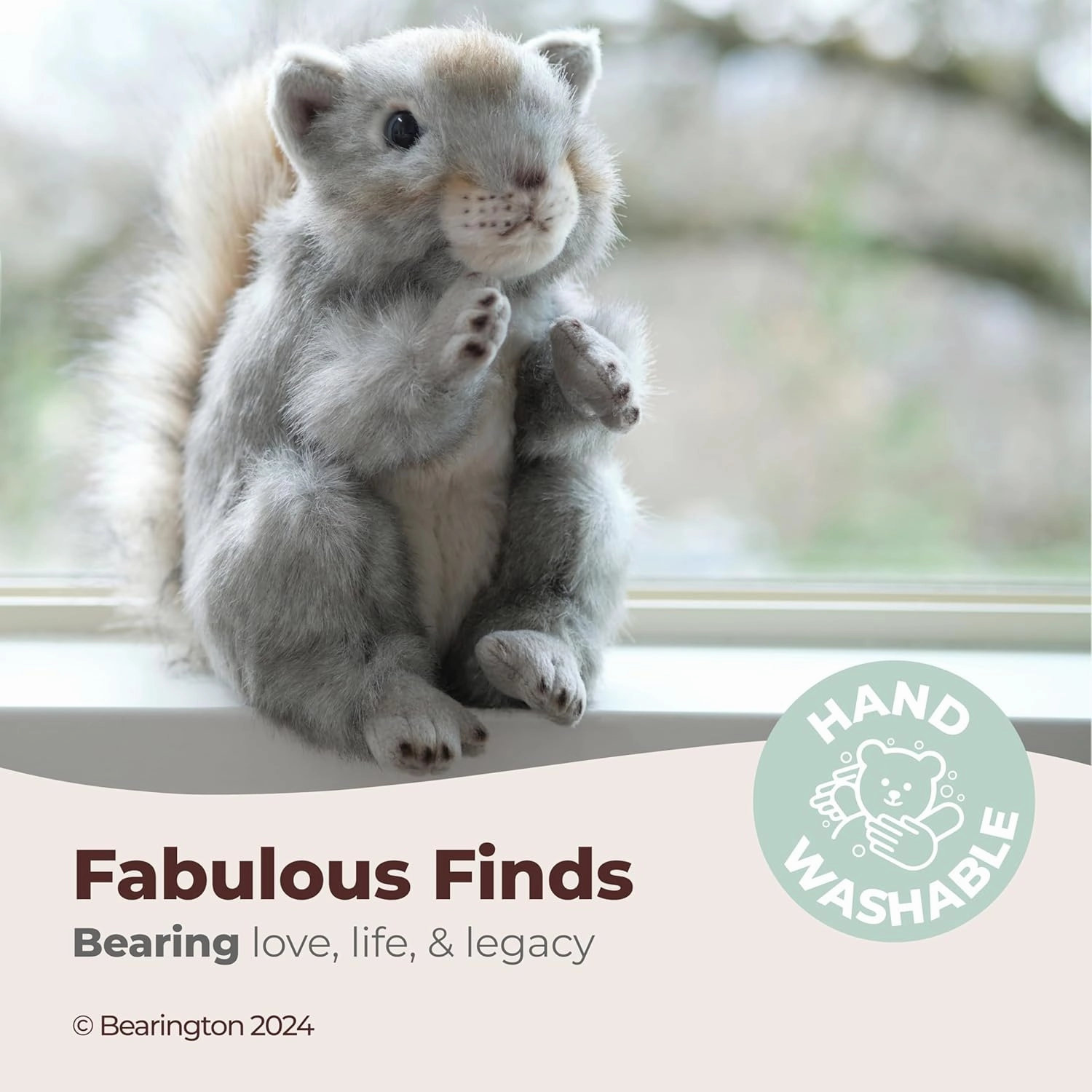 Bearington Peanut Plush Squirrel Stuffed Animal, 8.5 Inches