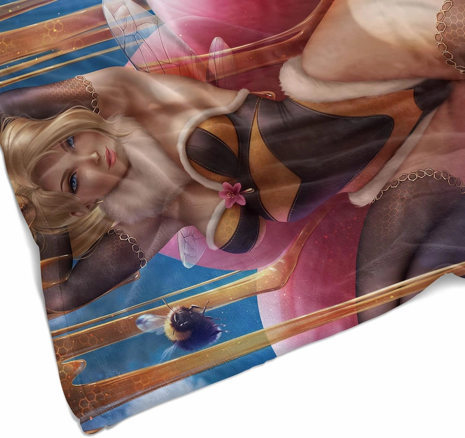 Beautiful Bee Girl, Lewd Waifu Anime Flannel Fleece Blanket Naked Waifu Plush Throw Fuzzy Super Soft Microfiber Flannel Blankets for Couch, Bed, Sofa Warm and Cozy for All Seasons, 40 * 50"