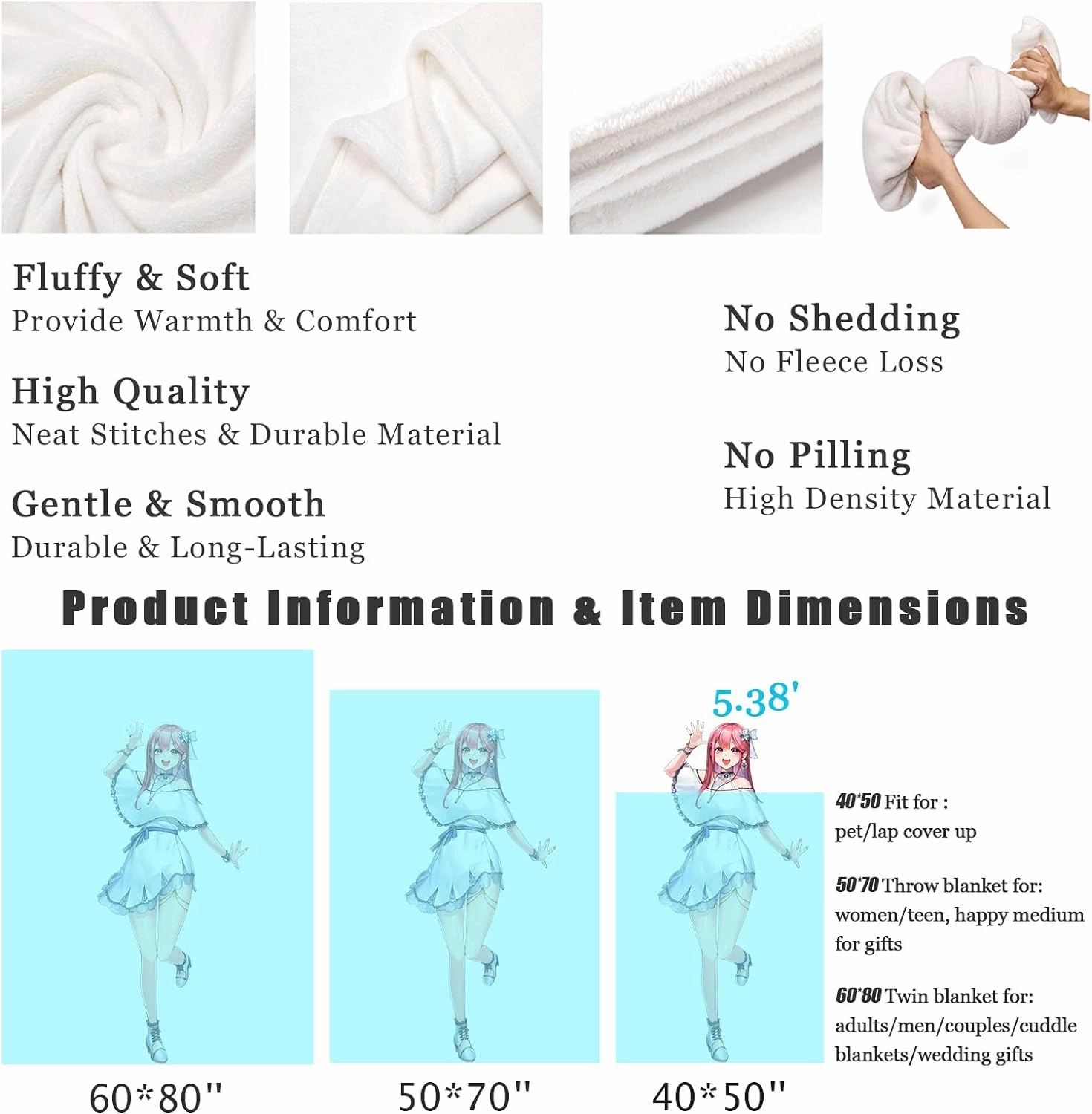 Beautiful Bee Girl, Lewd Waifu Anime Flannel Fleece Blanket Naked Waifu Plush Throw Fuzzy Super Soft Microfiber Flannel Blankets for Couch, Bed, Sofa Warm and Cozy for All Seasons, 40 * 50"