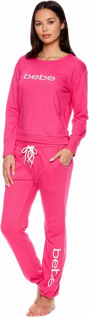 bebe Womens Pajama Sets - French Terry Pajamas Long Sleeve Pullover Top and PJ Pants with Pockets - Sleepwear for Women