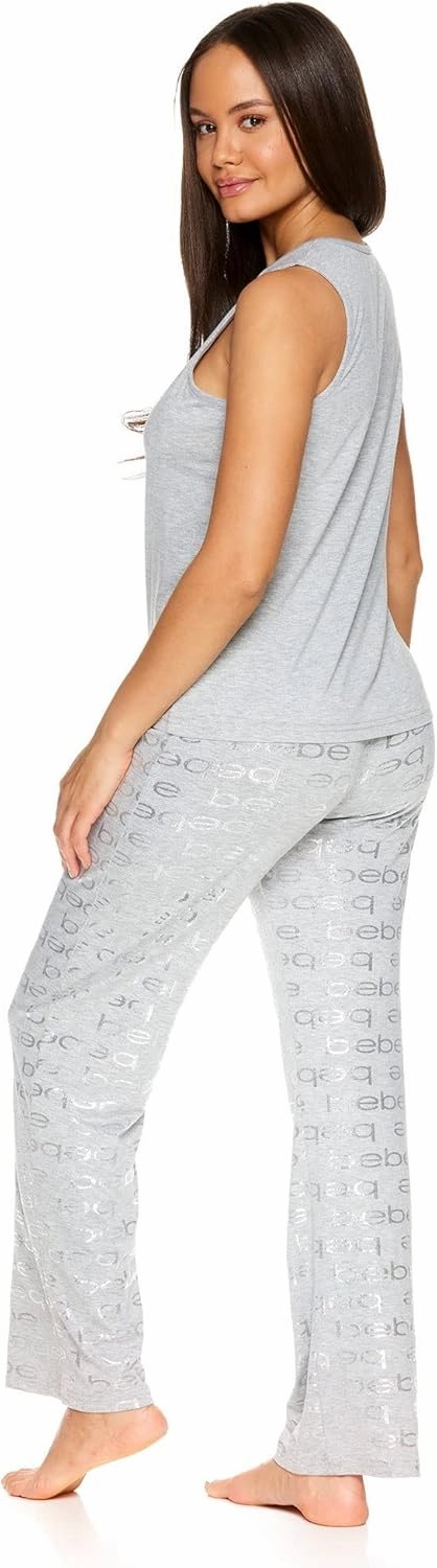 bebe Womens Pajama Sets, Logo Sleeveless Top and Pajama Pants, PJ Set for Women