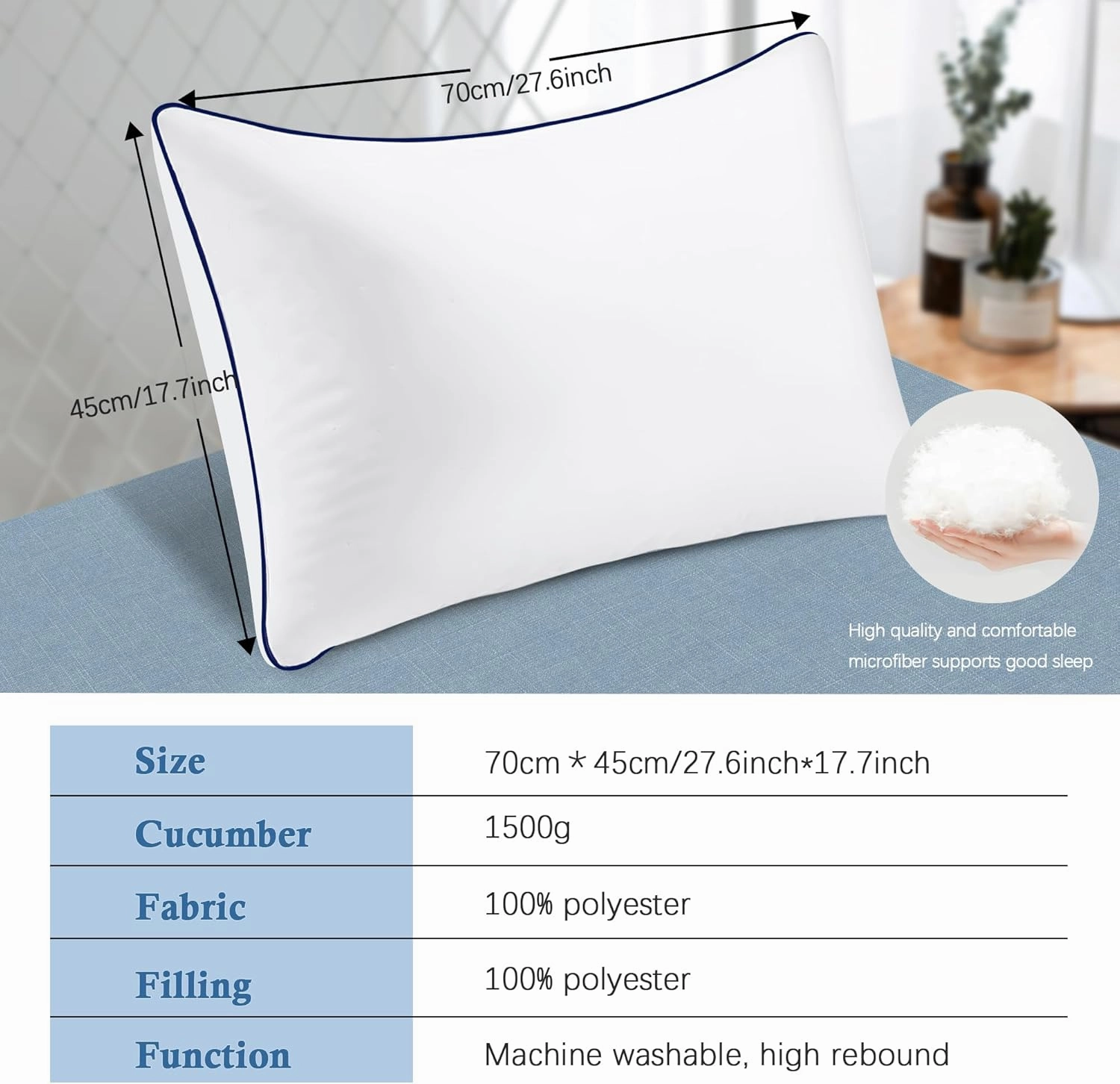 Bed Pillows for Sleeping, 2 Pack Queen Size, Cooling Hotel Quality Quality with Premium Soft Down Alternative Fill for Back, Stomach or Side Sleepers,18x28Inches
