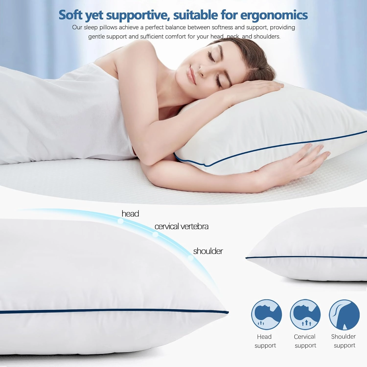 Bed Pillows for Sleeping, 2 Pack Queen Size, Cooling Hotel Quality Quality with Premium Soft Down Alternative Fill for Back, Stomach or Side Sleepers,18x28Inches