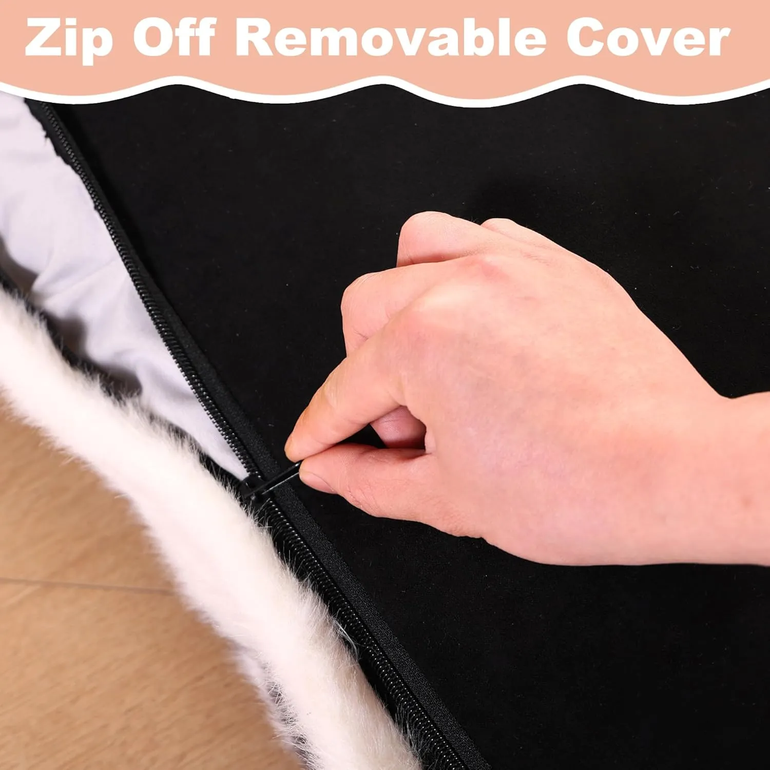 Bedfolks Plush Waterproof Dog Crate Bed, Removable Washable Cover, Faux Fur Pad for Small Dogs & Cats, 17"x12", Black-White Cowhide