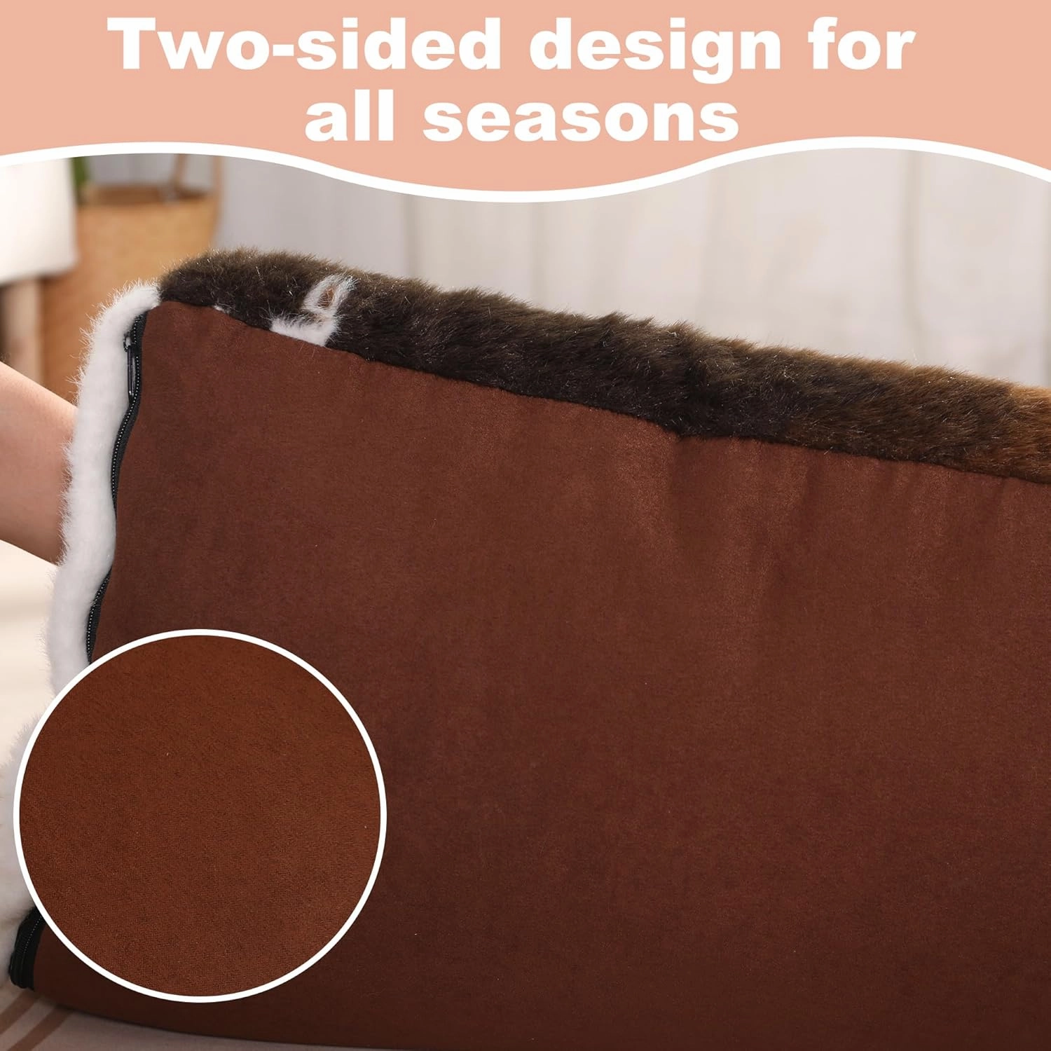 Bedfolks Waterproof Crate Bed, Plush Dog & Cat Bed with Removable Washable Cover, Faux Fur Kennel Pad, 17"x12", Cow Print