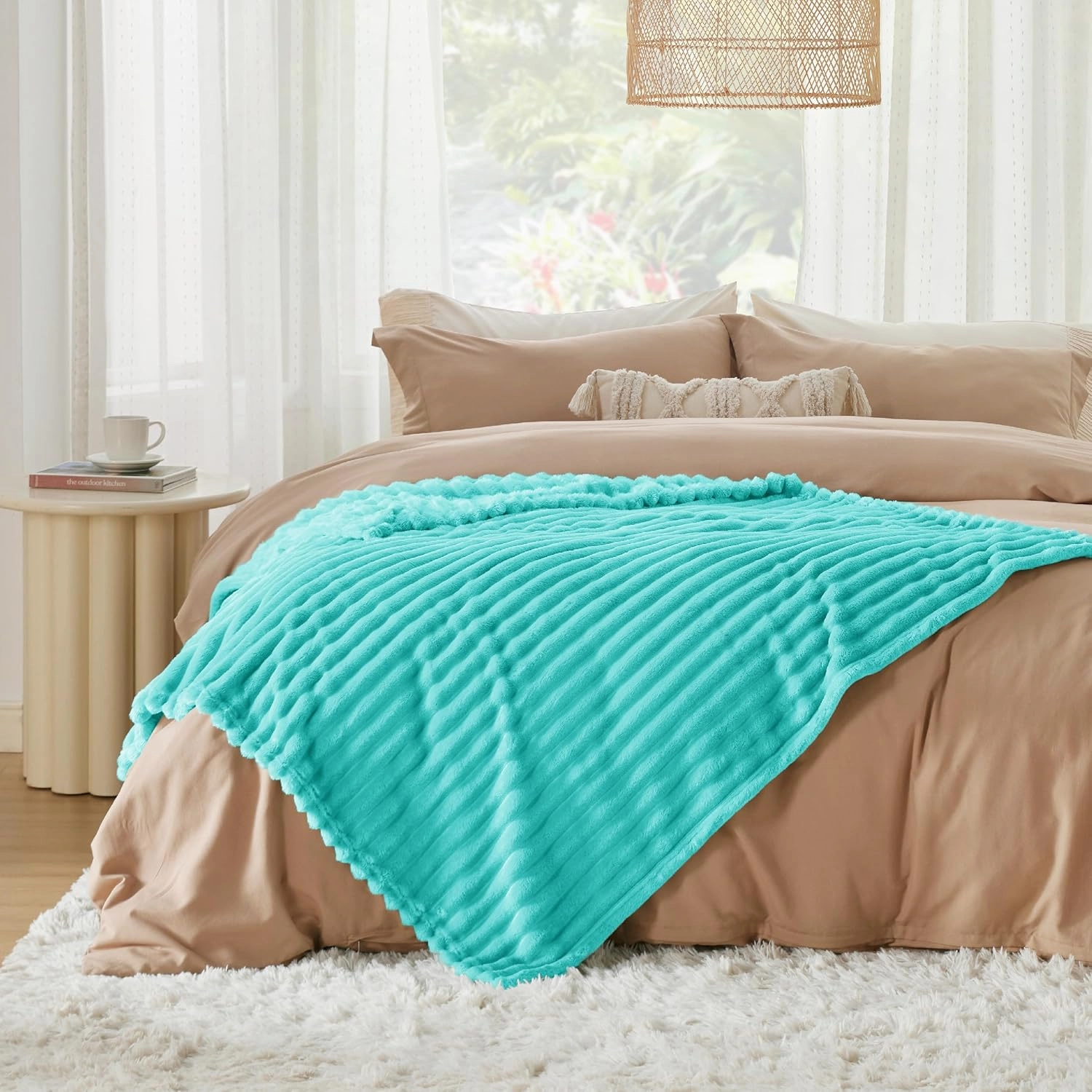 Bedsure Blue Fog Fleece Blanket for Couch - GentleSoft Cozy Soft Blankets for Women, Cute Small Throws for Girls, 60x80 Inches