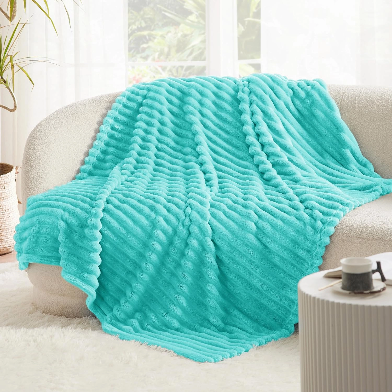 Bedsure Blue Fog Fleece Blanket for Couch - GentleSoft Cozy Soft Blankets for Women, Cute Small Throws for Girls, 60x80 Inches
