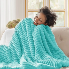 Bedsure Blue Fog Fleece Blanket for Couch - GentleSoft Cozy Soft Blankets for Women, Cute Small Throws for Girls, 60x80 Inches