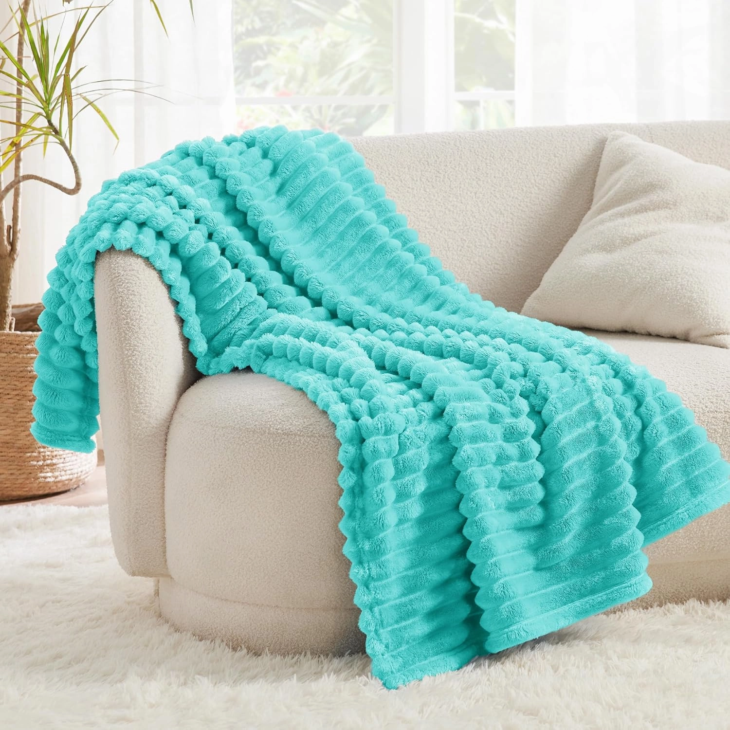 Bedsure Blue Fog Fleece Blanket for Couch - GentleSoft Cozy Soft Blankets for Women, Cute Small Throws for Girls, 60x80 Inches