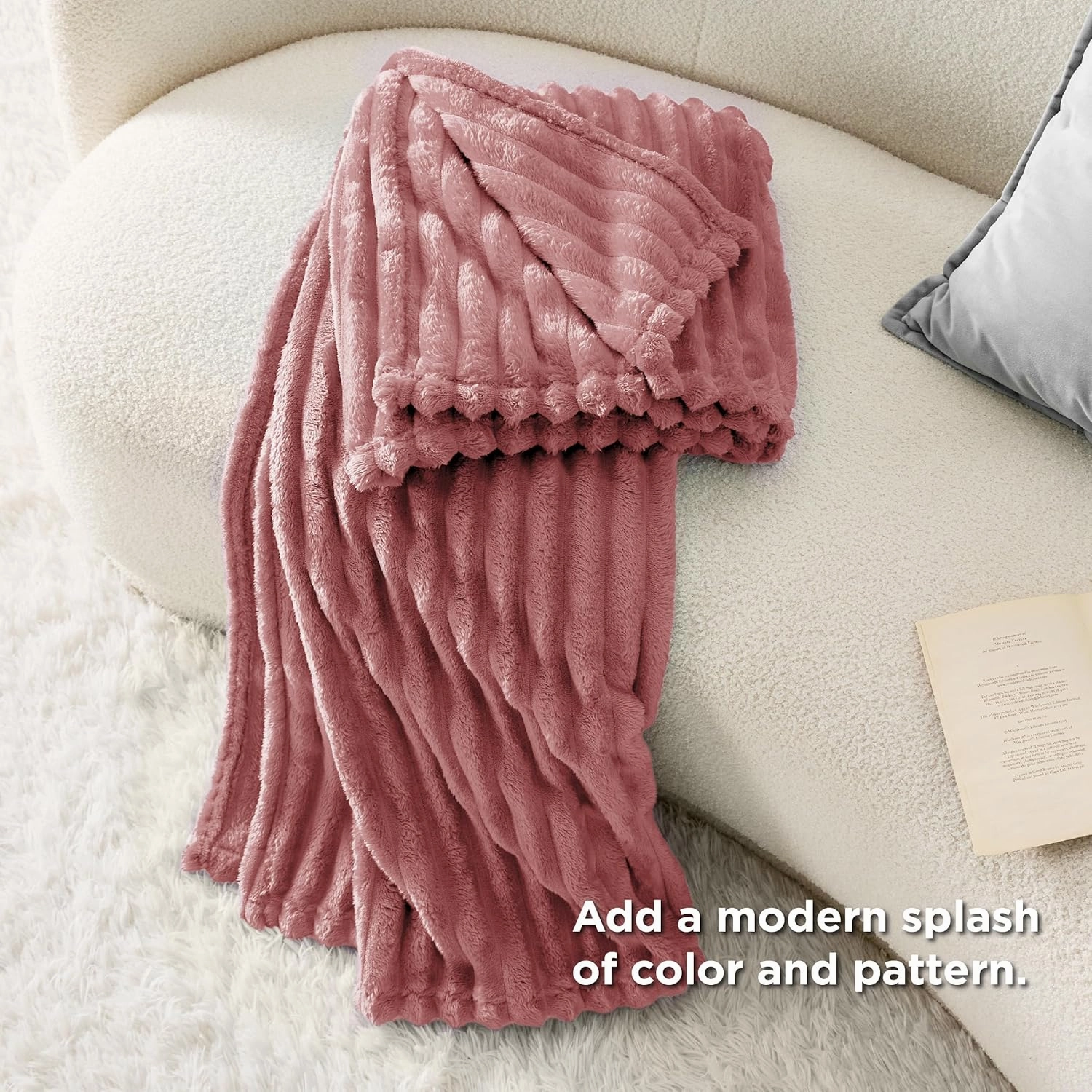 Bedsure Brick Dust Fleece Twin Blanket for Couch - GentleSoft Cozy Soft Blankets for Women, Cute Small Throws for Girls, 60x80 Inches