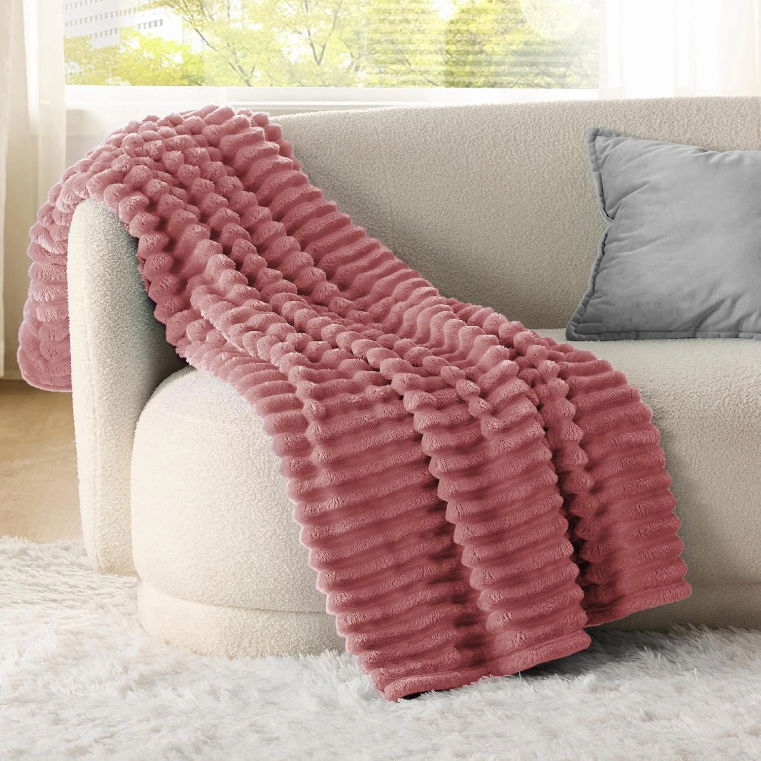 Bedsure Brick Dust Fleece Twin Blanket for Couch - GentleSoft Cozy Soft Blankets for Women, Cute Small Throws for Girls, 60x80 Inches