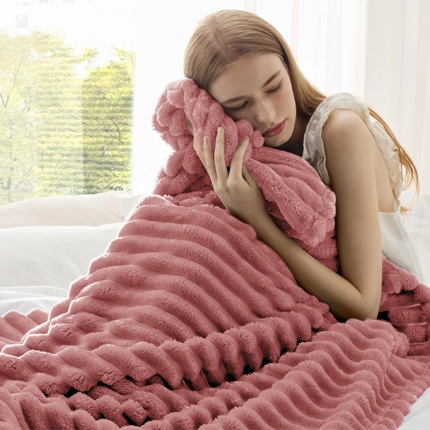 Bedsure Brick Dust Fleece Twin Blanket for Couch - GentleSoft Cozy Soft Blankets for Women, Cute Small Throws for Girls, 60x80 Inches